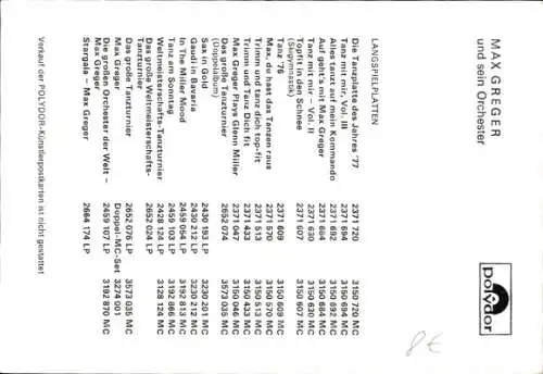 Ak Saxophonist und Dirigent Max Gregor und sein Orchester, Autogramm