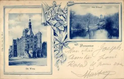 Ak Deventer Overijssel Niederlande, De Waag, Eiland