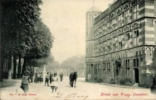 Ak Deventer Overijssel Niederlande, Brink mit Waag
