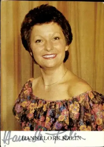 Ak Schauspielerin Hannelore Kalin, Portrait, Autogramm