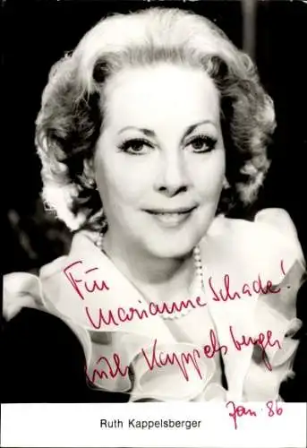 Ak Schauspielerin Ruth Kappelsberger, Portrait, Autogramm