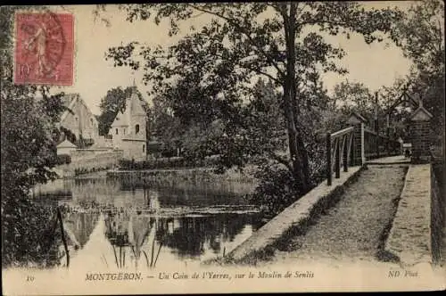 Ak Montgeron Essonne, Un Coin de l'Yerres, sur le Moulin de Senlis