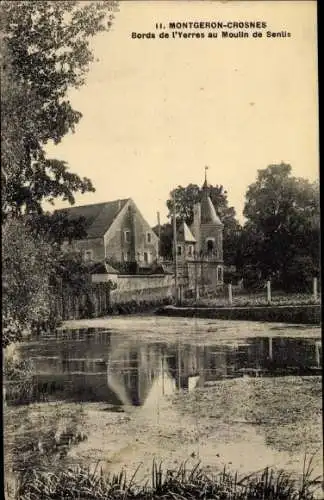 Ak Montgeron Crosnes Essonne, Bords de l'Yerres au Moulin de Senlis