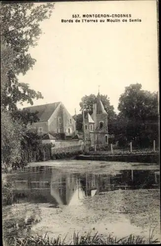 Ak Montgeron Crosnes Essonne, Bords de l'Yerres au Moulin de Senlis