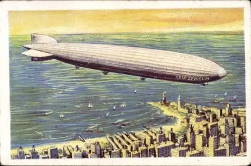 Sammelbild Serie 4 Verkehrsmittel im Wandel der Zeiten Bild 6, Luftschiff Graf Zeppelin LZ 127