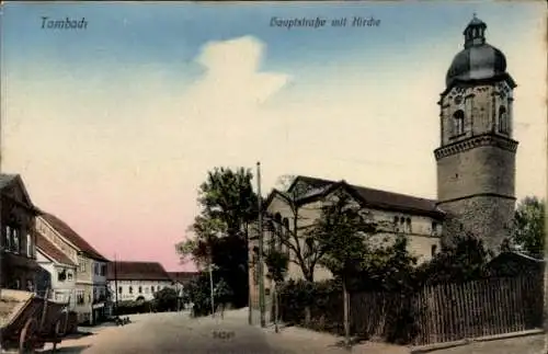 Ak Tambach Dietharz in Thüringen, Hauptstraße, Kirche