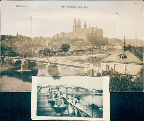 Leporello Ak Meißen an der Elbe, Albrechtsburg, Dom, Rathaus, Heinrichsbrunnen