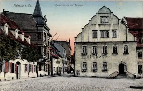 Ak Pulsnitz Sachsen, Kurzestraße, Rathaus