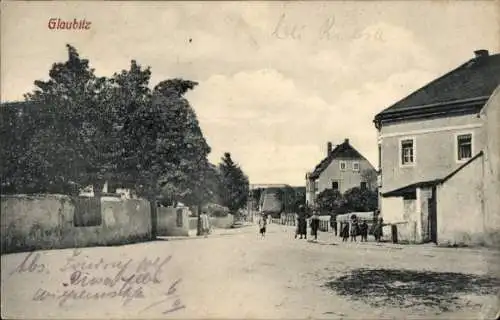 Ak Glaubitz an der Elbe, Straßenpartie