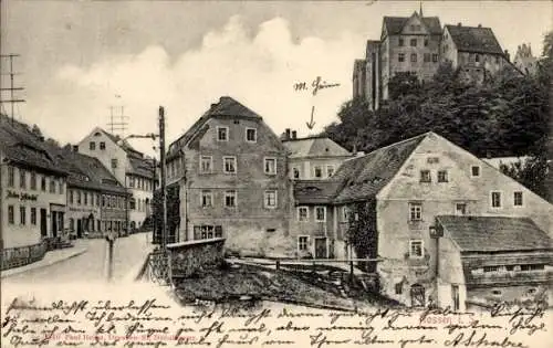 Ak Nossen in Sachsen, Straßenpartie, Geschäfte