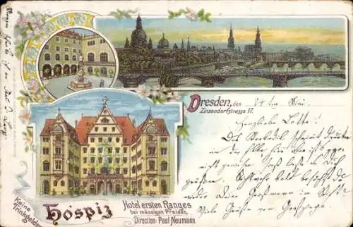 Litho Dresden Altstadt, Hospiz, Hotel, Zinzendorfstraße 17