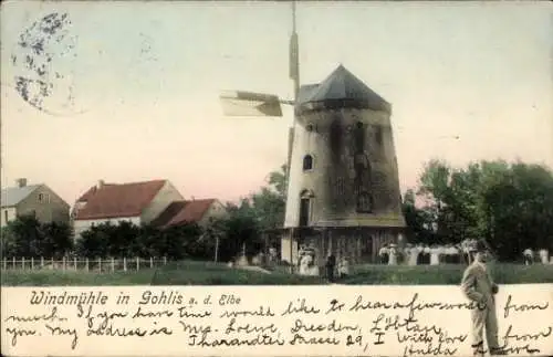 Ak Dresden Gohlis, Windmühle