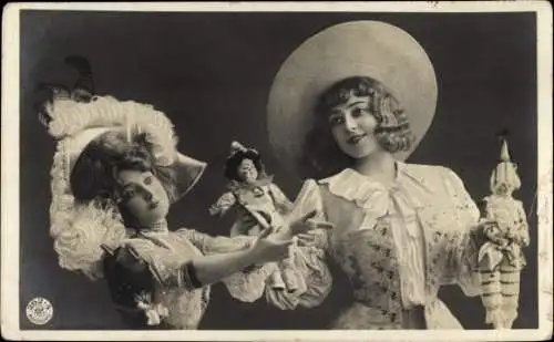 Ak Schauspielerin Anna Held, Portrait mit Puppen, Ziegfeld Follies