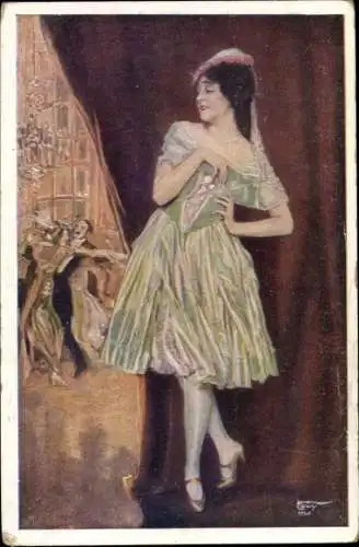 Künstler Ak Löwy, F., Auf dem Ball, Frau in Kleid, Tanzpaar