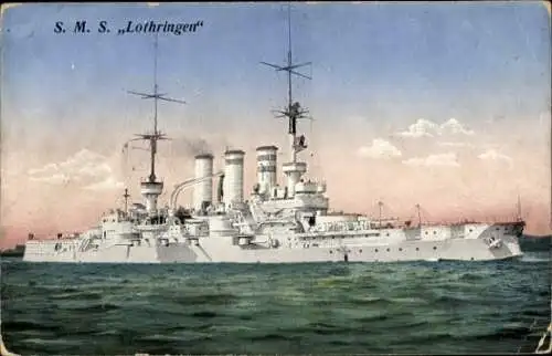 Ak Deutsches Kriegsschiff, SMS Lothringen, Linienschiff, Kaiserliche Marine