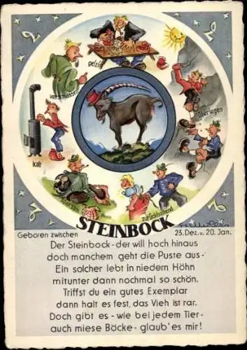 Künstler Ak Sternzeichen Steinbock, Capricornus, 22. Dezember bis 20. Januar