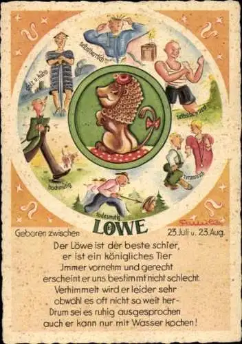 Künstler Ak Sternzeichen Löwe, Leo, 23. Juli bis 22. August