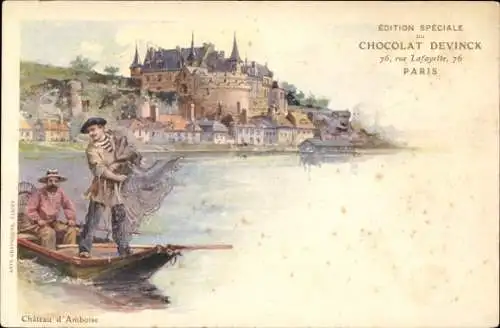 Litho Amboise Indre et Loire, Schloss, Fischer