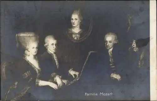 Ak Komponist Amadeus Mozart mit Familie