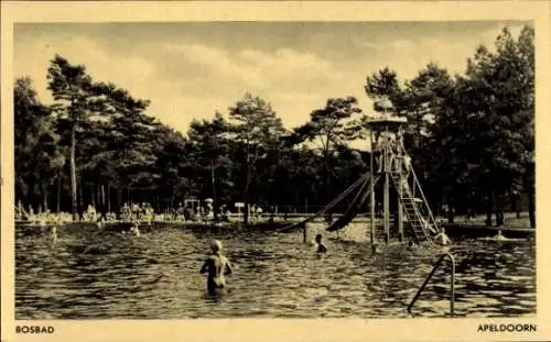 Ak Apeldoorn Gelderland, Bosbad, Wasserrutsche