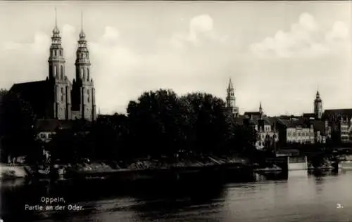 Ak Opole Oppeln Schlesien, Partie an der Oder, Kirche