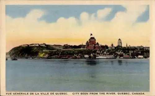 Ak Quebec Kanada, Stadt vom Fluss aus gesehen