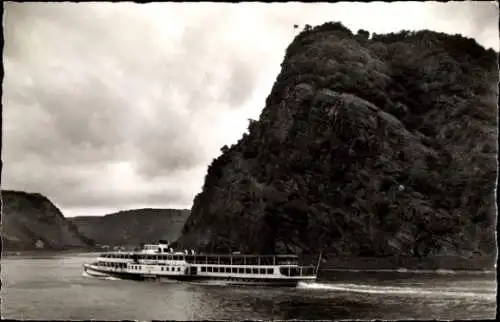 Ak Sankt Goarshausen am Rhein, Loreley, Ausflugsschiff MS Goethe