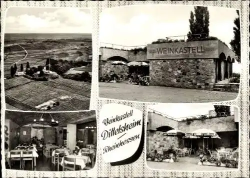 Ak Dittelsheim Heßloch im Wonnegau, Weinkastell, Panorama, Speiseraum, Terrasse