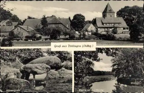 Ak Dötlingen in Oldenburg, Hünengrab, an der Hunte, Teilansicht