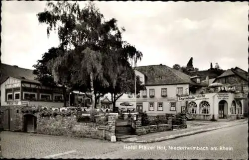 Ak Niederheimbach am Rhein, Hotel-Restaurant-Pension Pfälzer Hof mit Sagenhalle