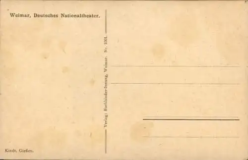 Künstler Ak Weimar in Thüringen, Partie am Nationaltheater mit Denkmal, Vorderansicht