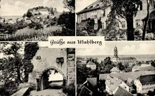 Ak Mahlberg im Ortenaukreis, Gasthof Zum Löwen, Torbogen, Blick über die Dächer