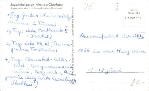 Ak Altenau Clausthal Zellerfeld im Oberharz, Jugendherberge