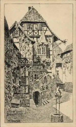 Künstler Ak Ubbelohde, Otto, Lutherstadt Eisenach in Thüringen, Wartburg, Der erste Hof