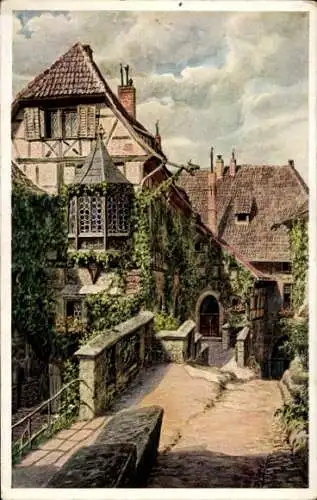 Künstler Ak Lindegreen, K., Eisenach Thüringen, Blick auf Wartburg, Der erste Hof