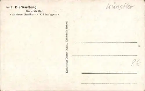 Künstler Ak Lindegreen, K., Eisenach Thüringen, Blick auf Wartburg, Der erste Hof