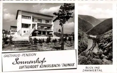 Ak Klingelbach im Taunus, Gasthaus-Pension Sonnenhof, Blick ins Jammertal