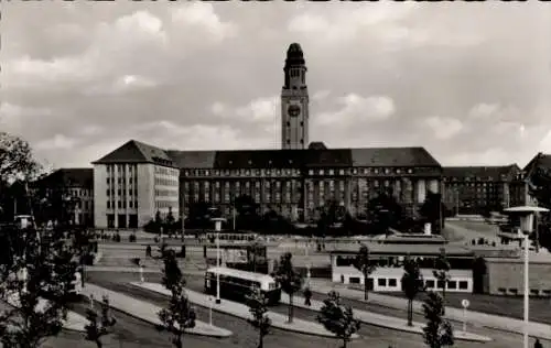 Ak Buer Gelsenkirchen im Ruhrgebiet, Rathaus und Autobusbahnhof