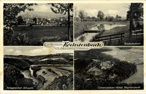 Ak Höchstenbach im Westerwald, Panorama, Badeanstalt, Kroppacher Schweiz, Cistercienser-Abtei