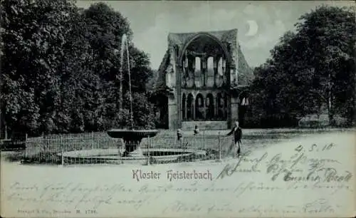 Mondschein Ak Königswinter am Rhein, Ruine des Klosters Heisterbach