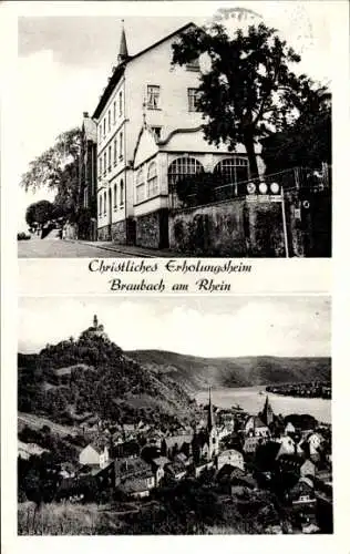 Ak Braubach Rhein, Christliches Erholungsheim, Stadtpanorama, Berg, Burg