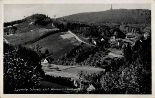 Ak Detmold am Teutoburger Wald, Lippische Schweiz mit Hermannsdenkmal