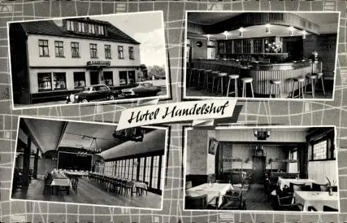 Ak Harsewinkel in Westfalen, Hotel Handelshof, Außenansicht, Festraum, Bar, Speiseraum