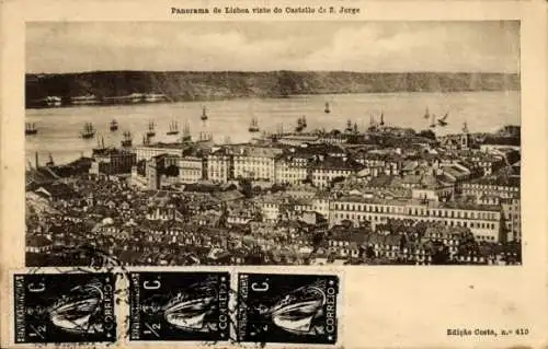 Ak Lisboa Lissabon Portugal, Panorama vom Castello de S. Jorge aus gesehen