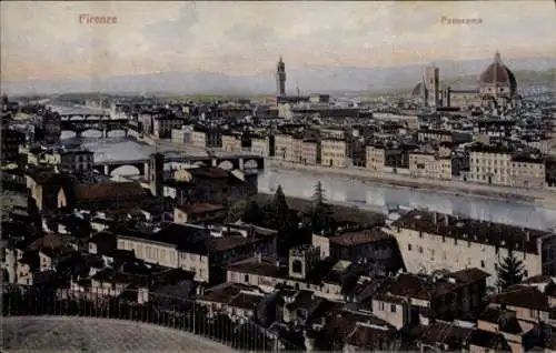 Ak Firenze Florenz Toscana, Panorama, Vecchio Brücke