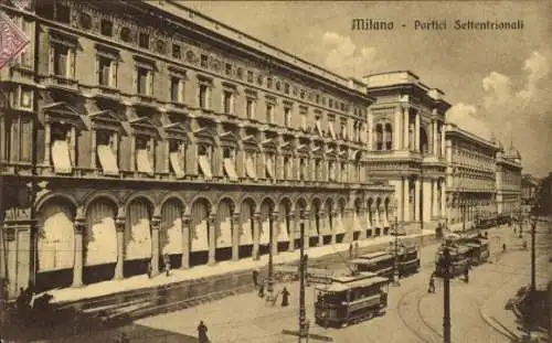 Ak Mailand Lombardia, Galleria Vittorio Emanuele, Straßenbahnen