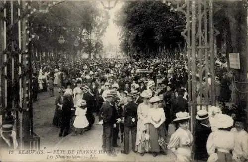 Ak Beauvais Oise, Fete de Jeanne Hachette, Les Illuminations