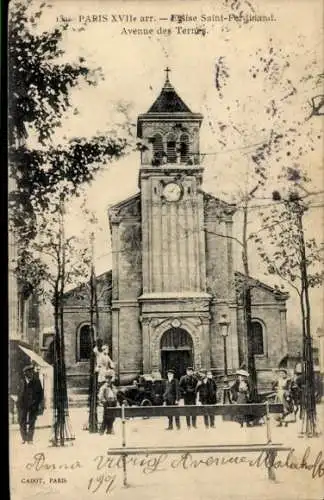 Ak Paris XVII, Eglise Saint Ferdinand, Avenue des Ternes