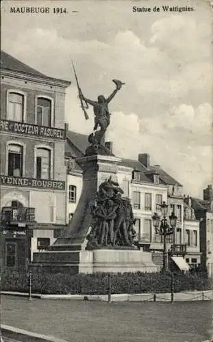 Ak Maubeuge Nord, Statue de Wattignies, Docteur Rasurel