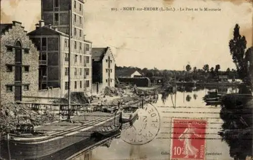 Ak Nort sur Erdre Loire Atlantique, Getreidemühle, Hafen